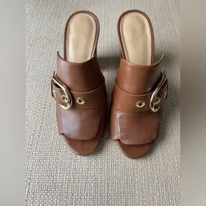 Michael Kors Cooper Mules with Gold Buckle Size 7